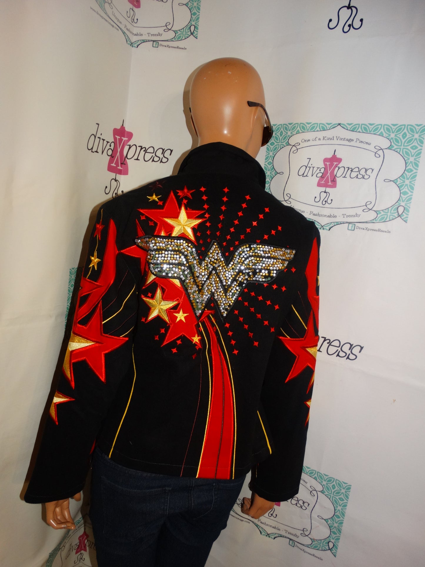 Vintage JH Design Black Wonder Woman Jacket Size M