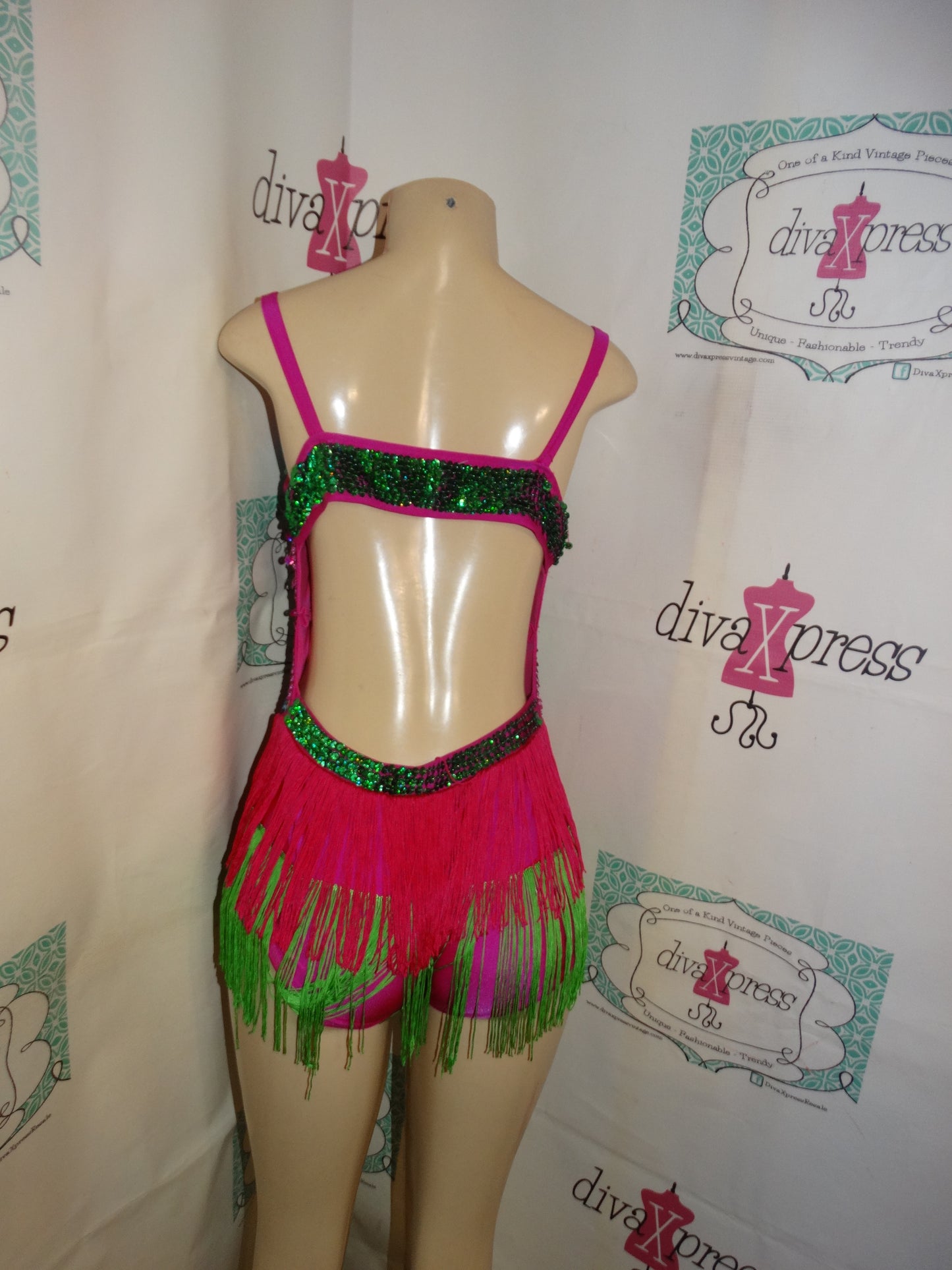 Vintage Pink Sequins Body Suit Size XL