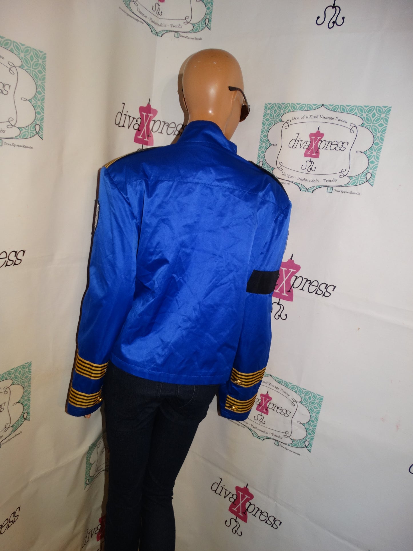 Vintage Royal Blue/Gold Marching Band Style Jacket Size M