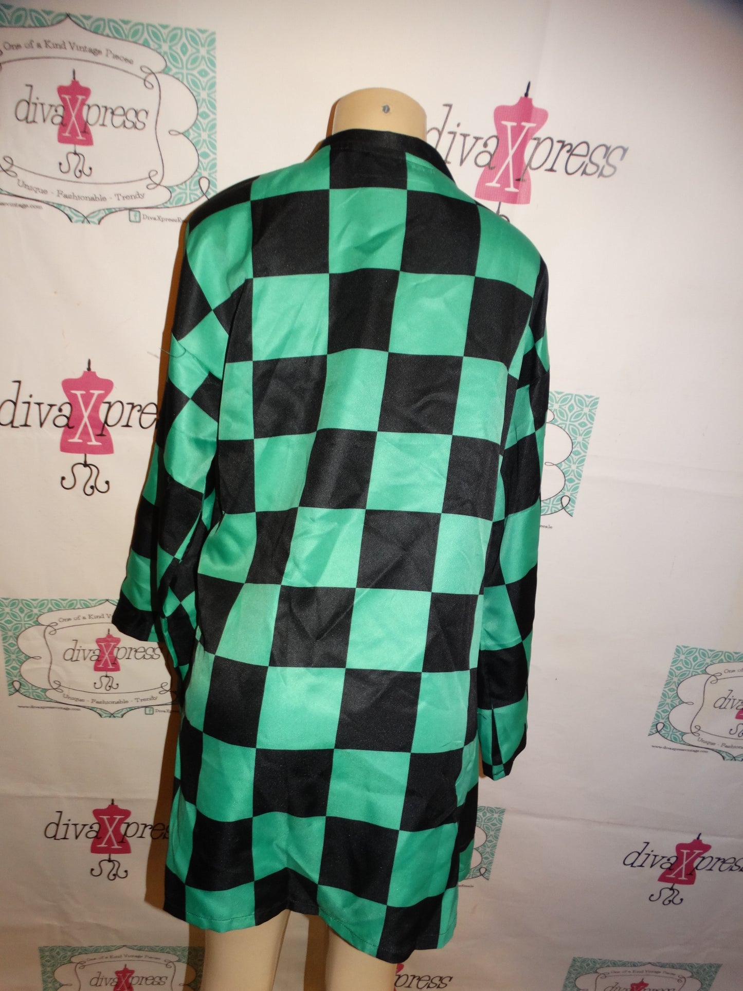 Green/Black Checkered Throw Size L