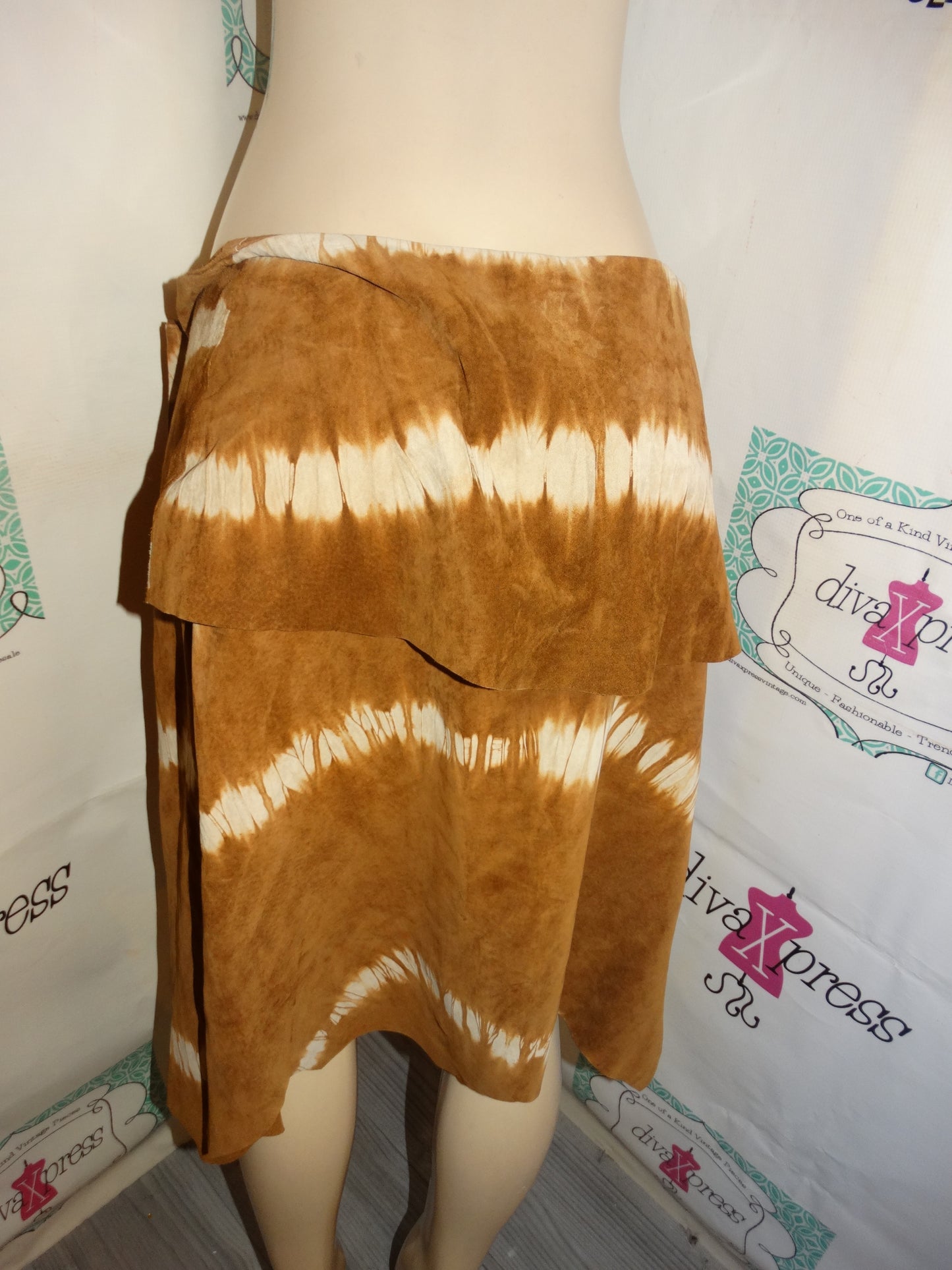 Vintage Lili rose Brown Tie Die Brown Skirt Size L