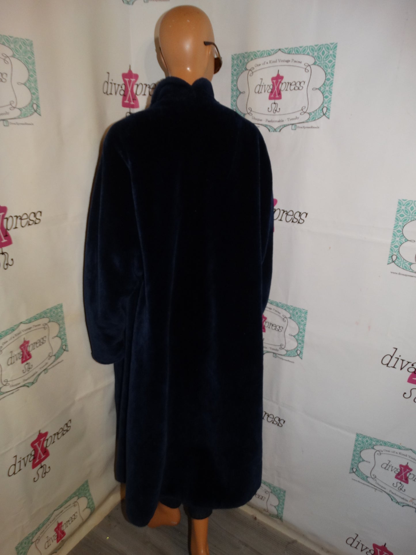 Vintage Navy Blue Faux Fur Coat Size 3x
