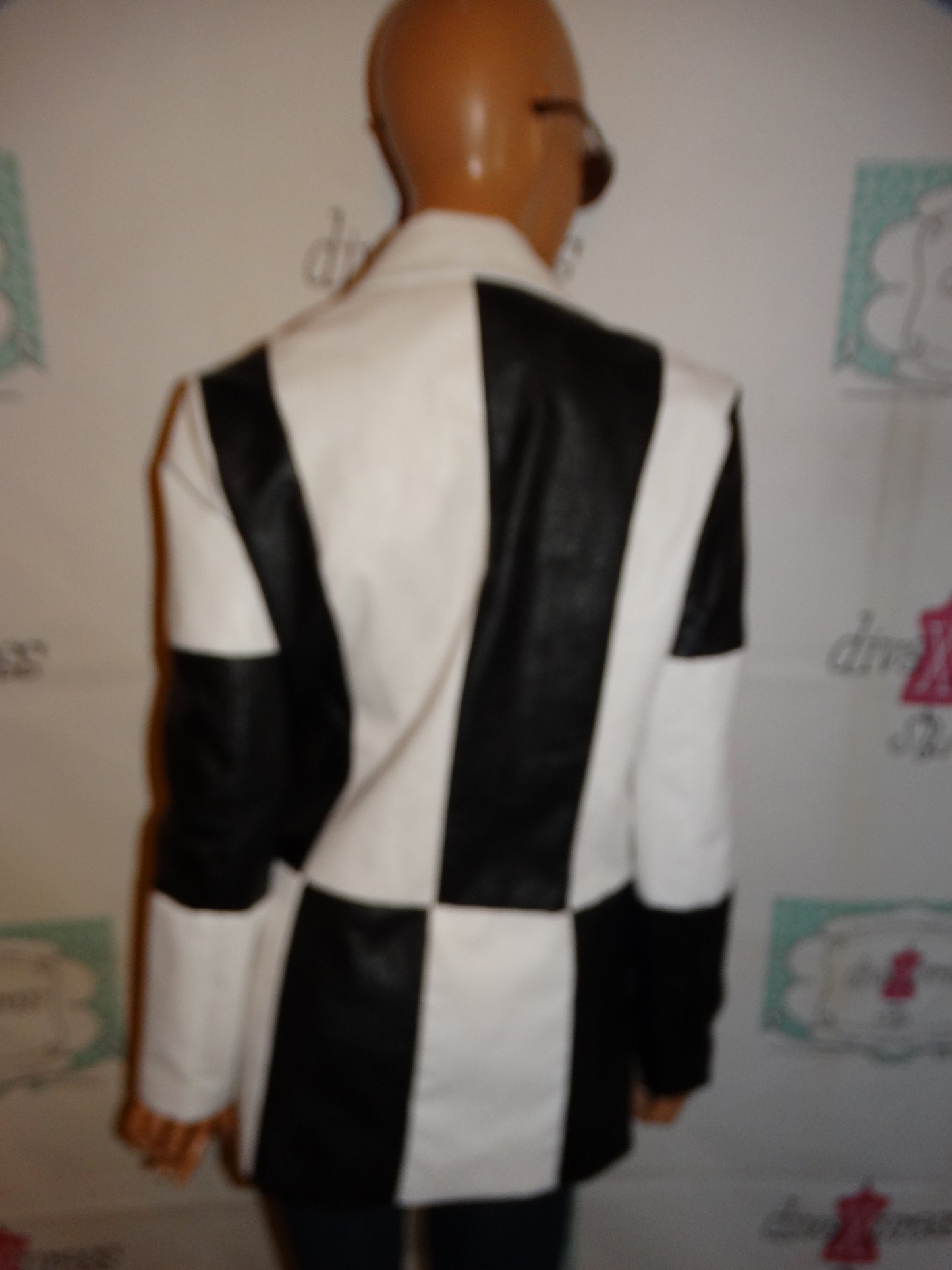 Pincess Polly Black/White Faux Leather Blazer Size M