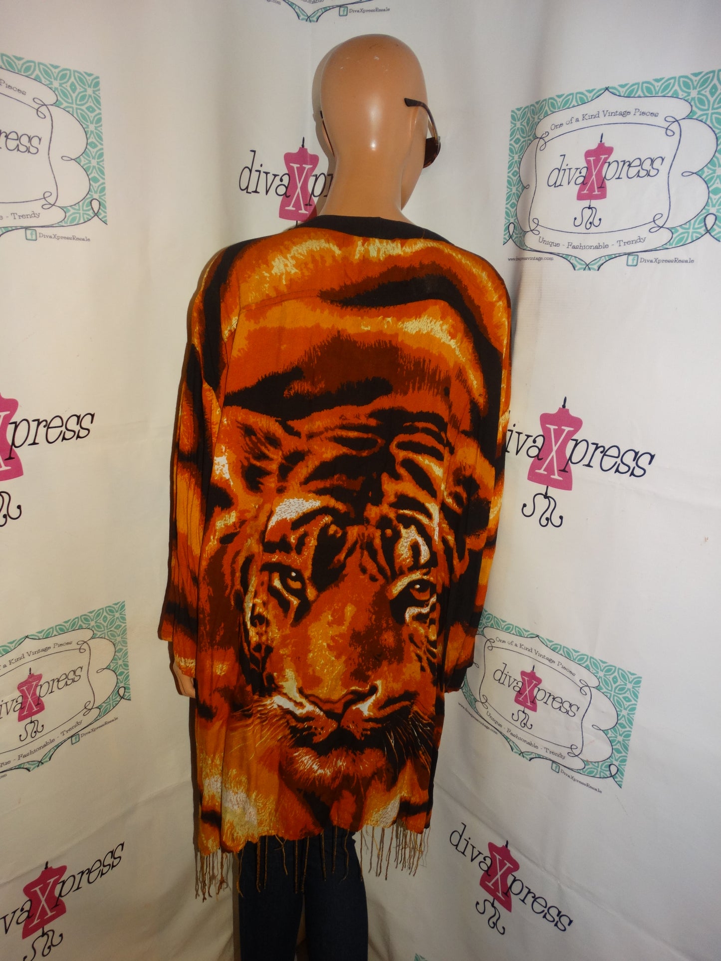 Vintage MeItu Magic Black Tiger Blouse Size 3x