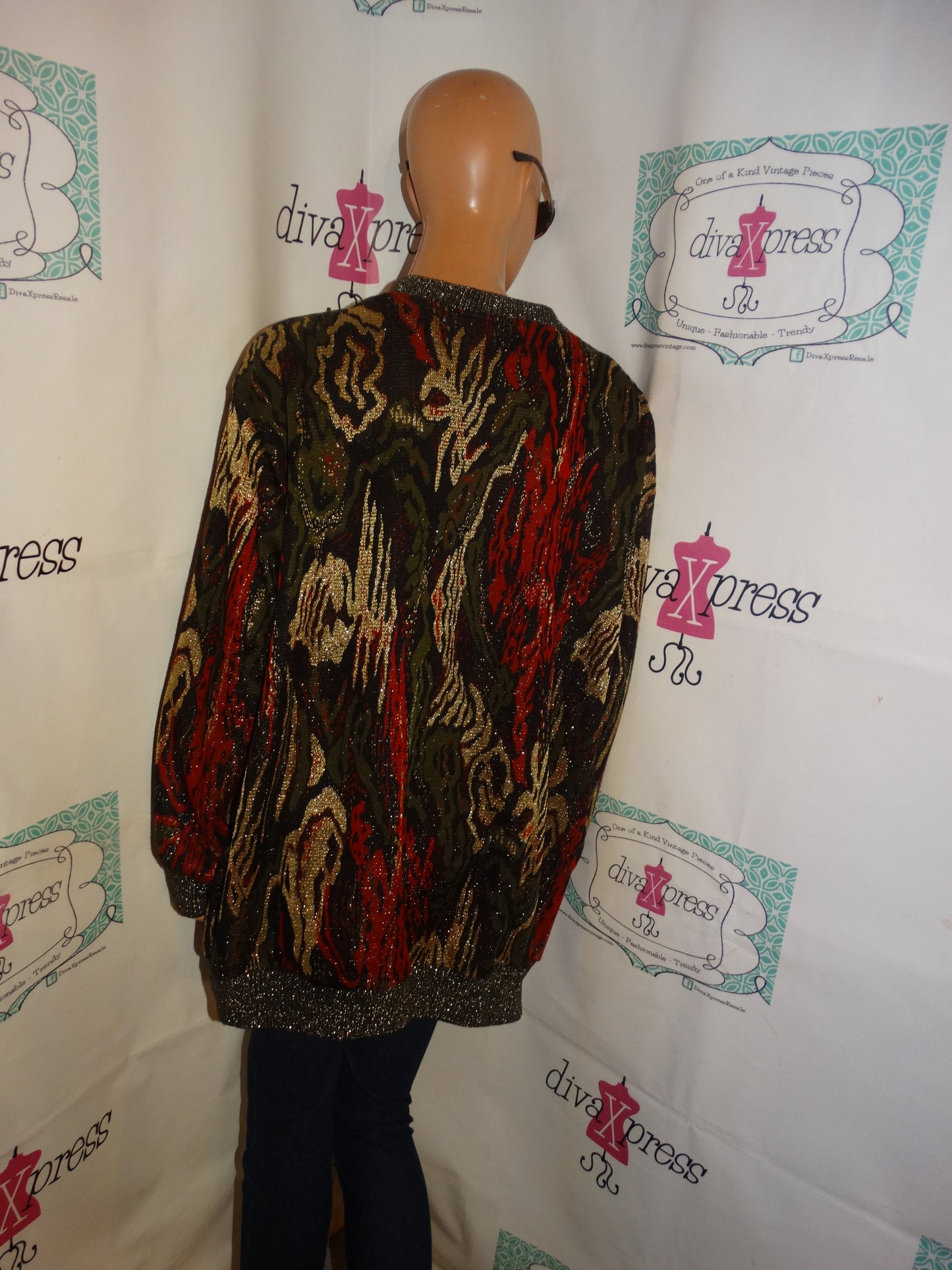 Vintage Roman's Black Burgundy/Gold Green Jacket Size 3x