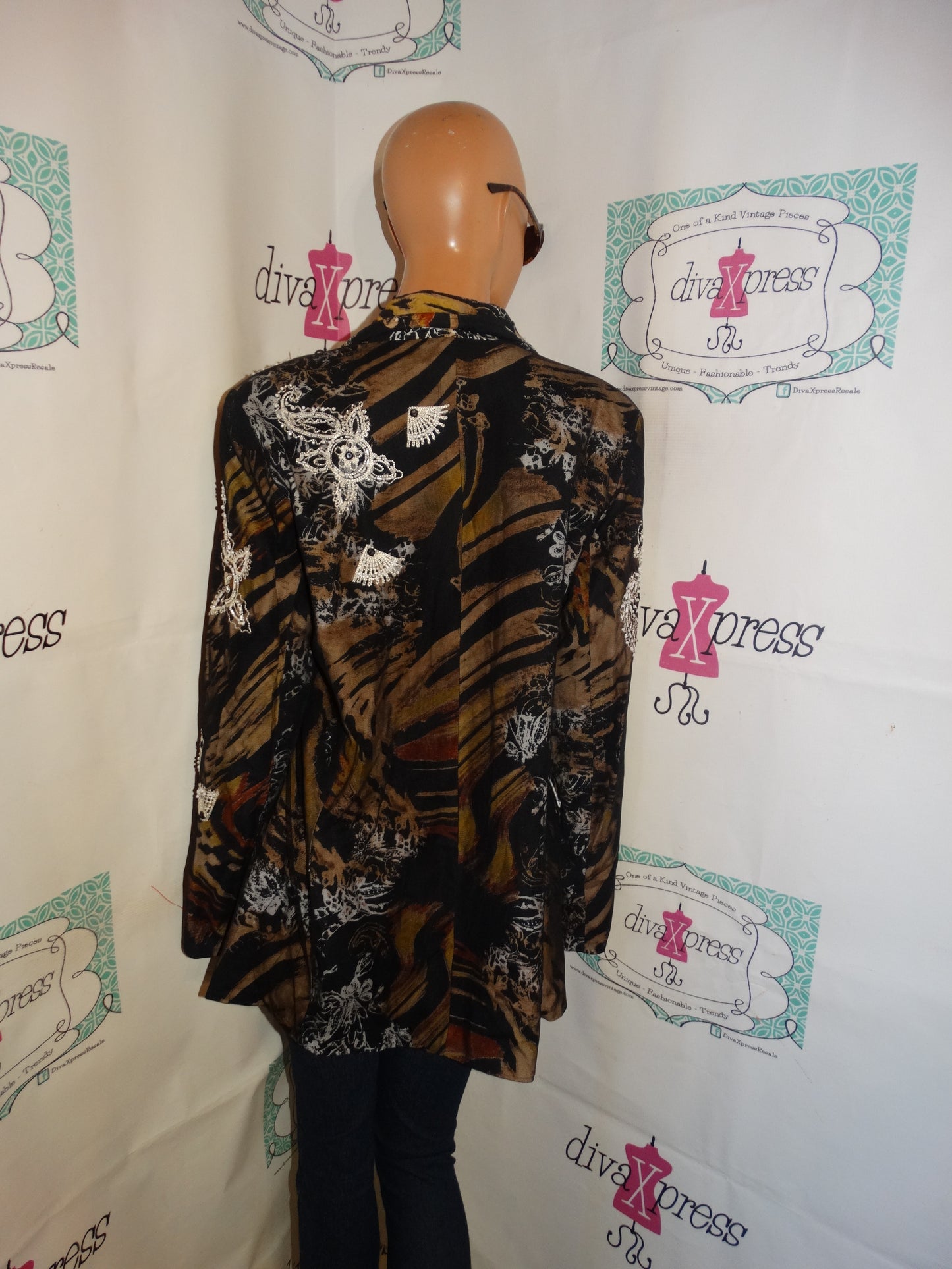 Vintage Sandy Starkman Leopard Beaded Blazer Size L