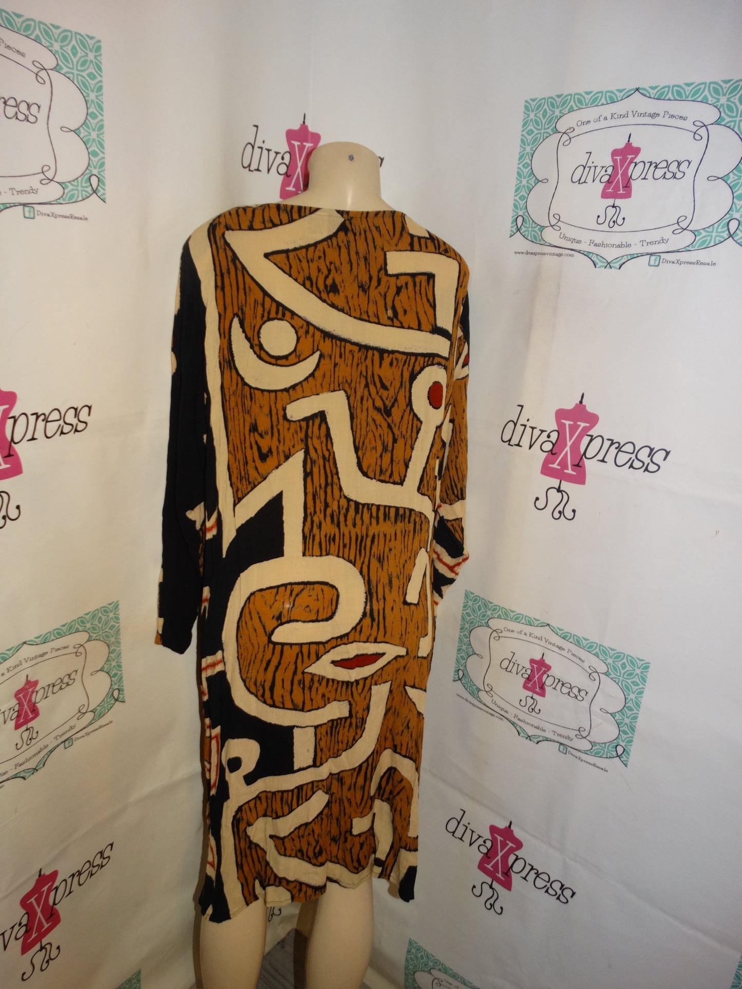 Vintage Rosey Tomato Black/Tan Dress Size XL