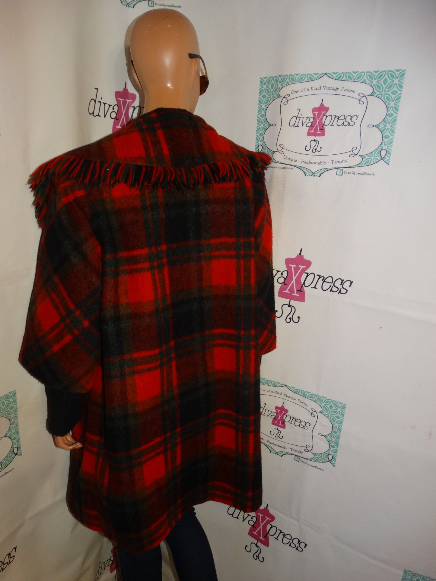 Vintage Village Casuals Red/ Green Wool Coat Size 1x