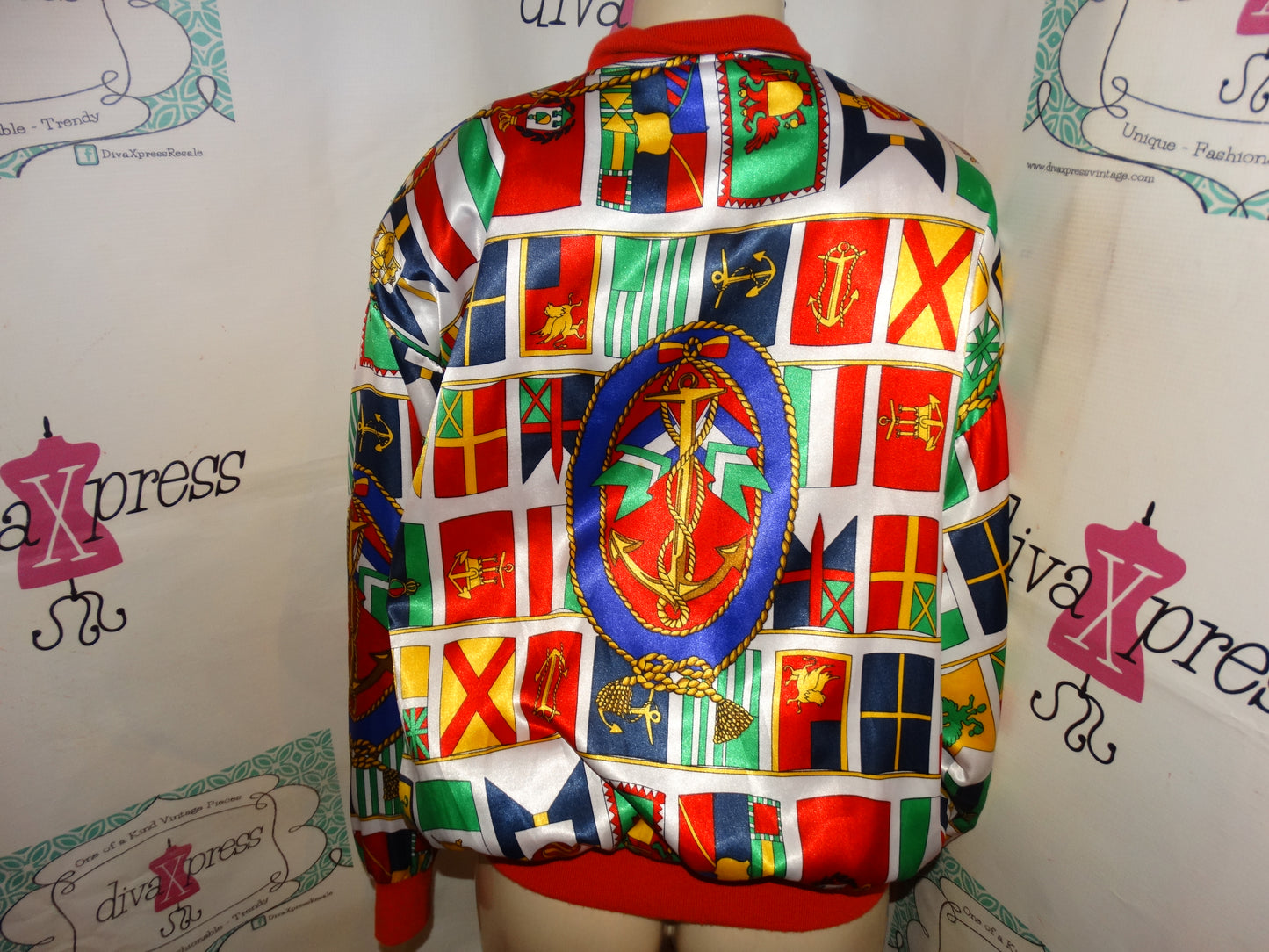 Vintage PB Collection White Flag Thick Bomber Jacket Size L