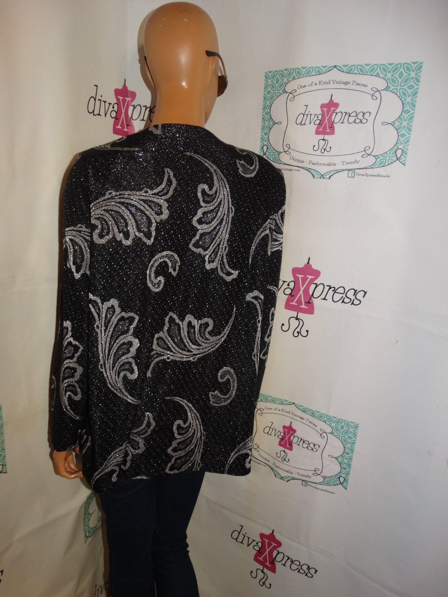 Vintage Stegan Black/Silver Blazer Size XL