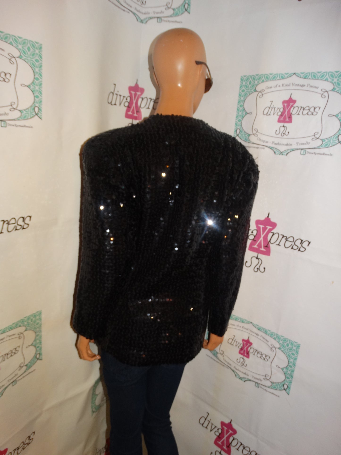 Vintage Nieman Marcus Black Sequins Blazer Size M
