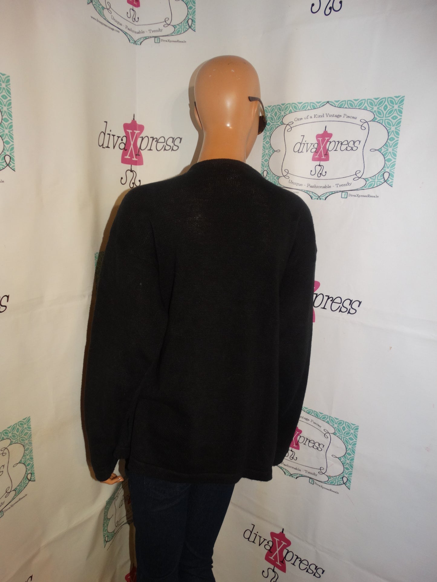 Vintage Outlander Black Gold Sequins Sweater Size 1x