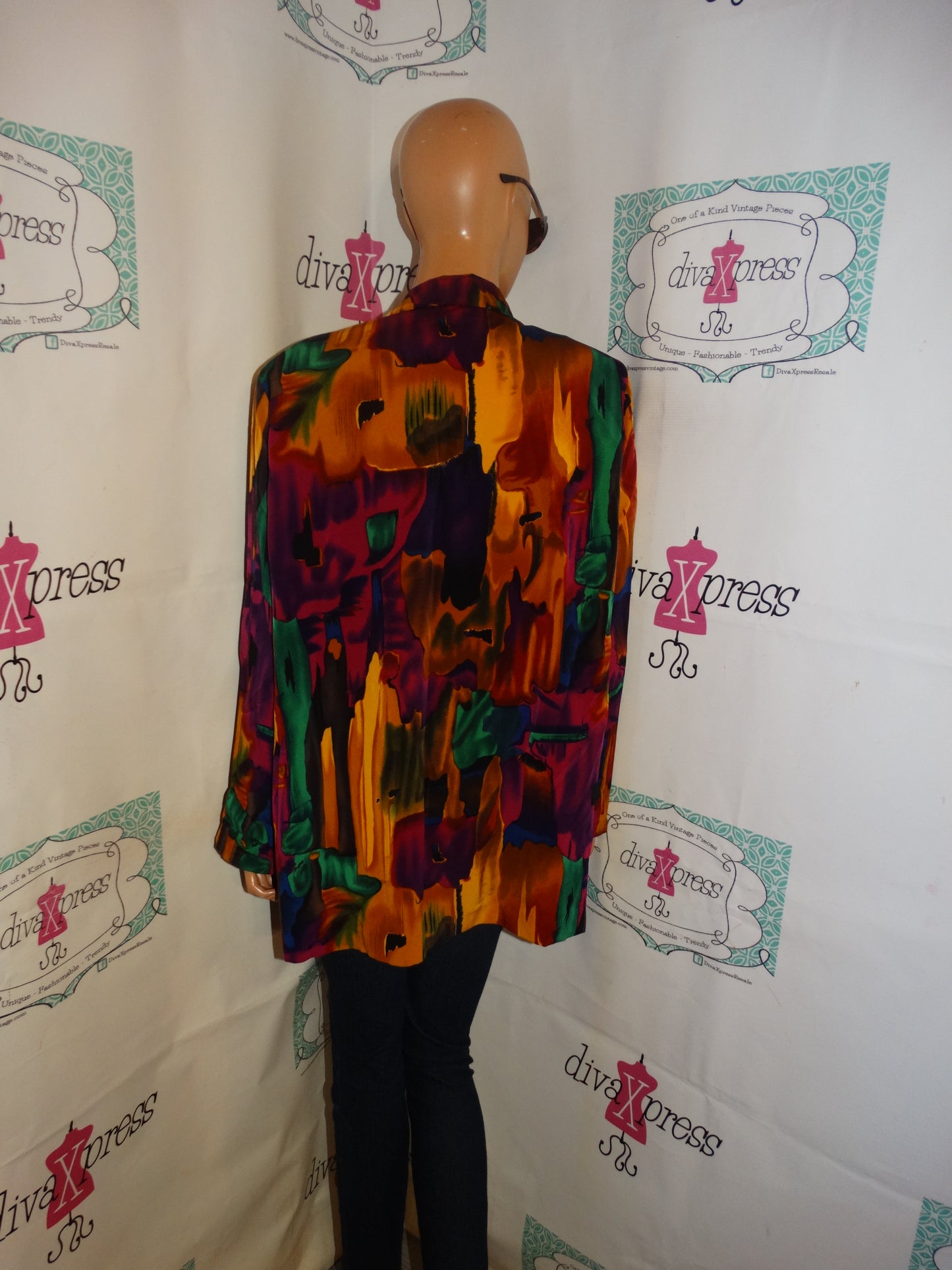 Vintage Lisa Josephs Pink/Mustard Yellow Blazer Size XL