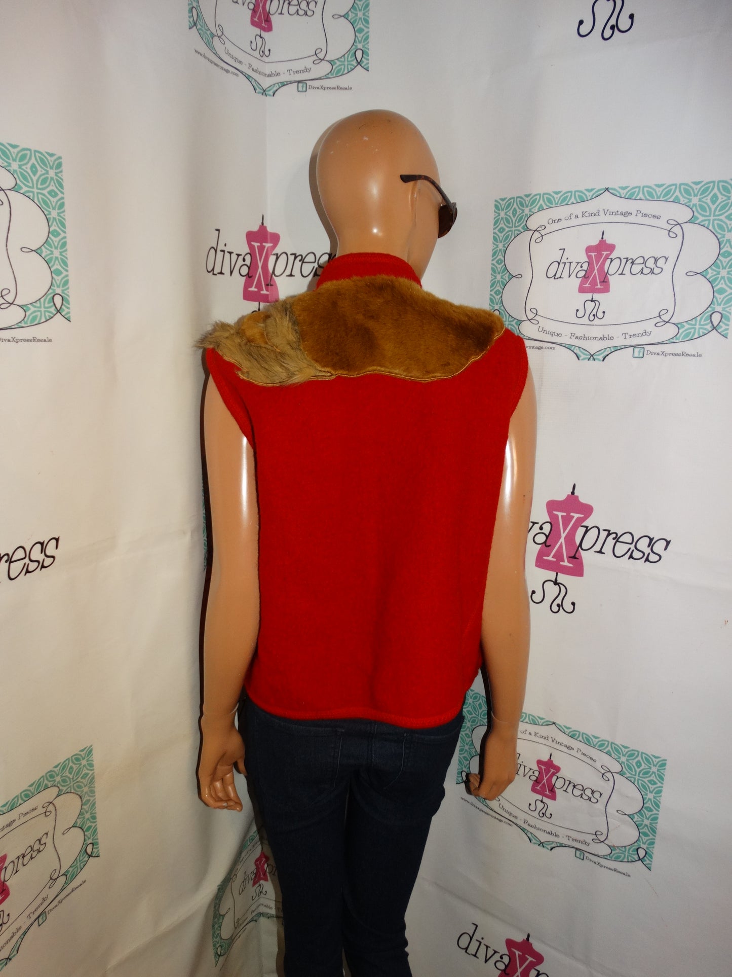 Vintage Lisa International Red Fox Vest Size L