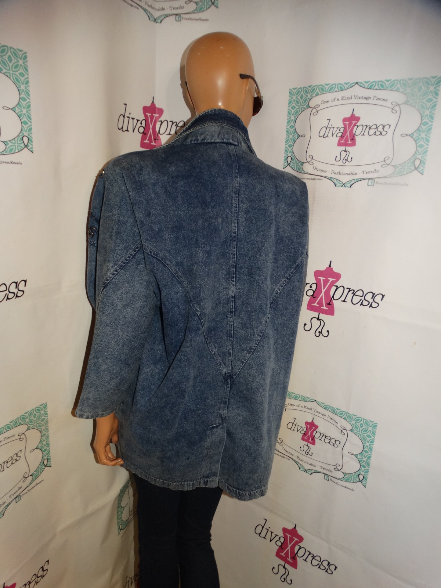 Vintage Pado Acid Wash Beaded Batwing Sleeve Jacket Size 1x