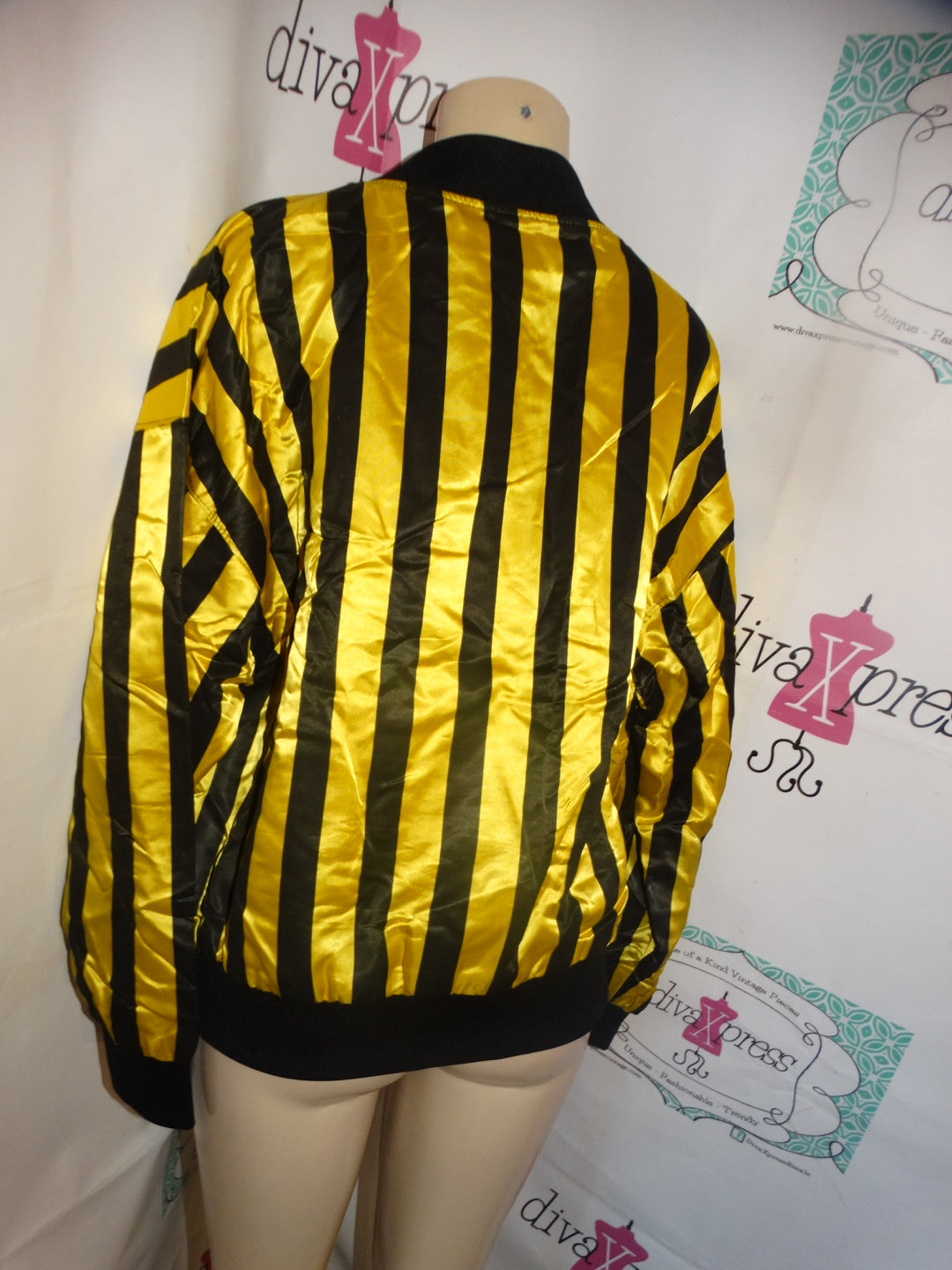 Vintage Yellow/Black Striped Jacket Size L