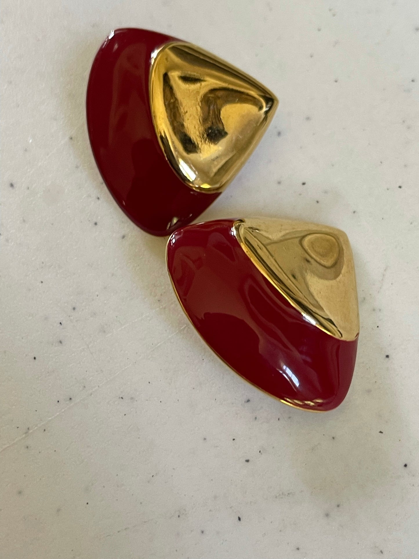 Vintage Red/Gold Clip ON Earrings Size M