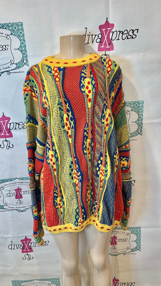 Vintage Bergati Colorful Coogi Style Sweater Size 2x