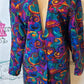 Vintage Anna and Frank Purple Colorful Silk Blazer Size L