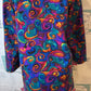 Vintage Anna and Frank Purple Colorful Silk Blazer Size L