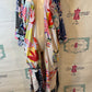 White Colorful Lady Long  Silk Duster Throw Size XL