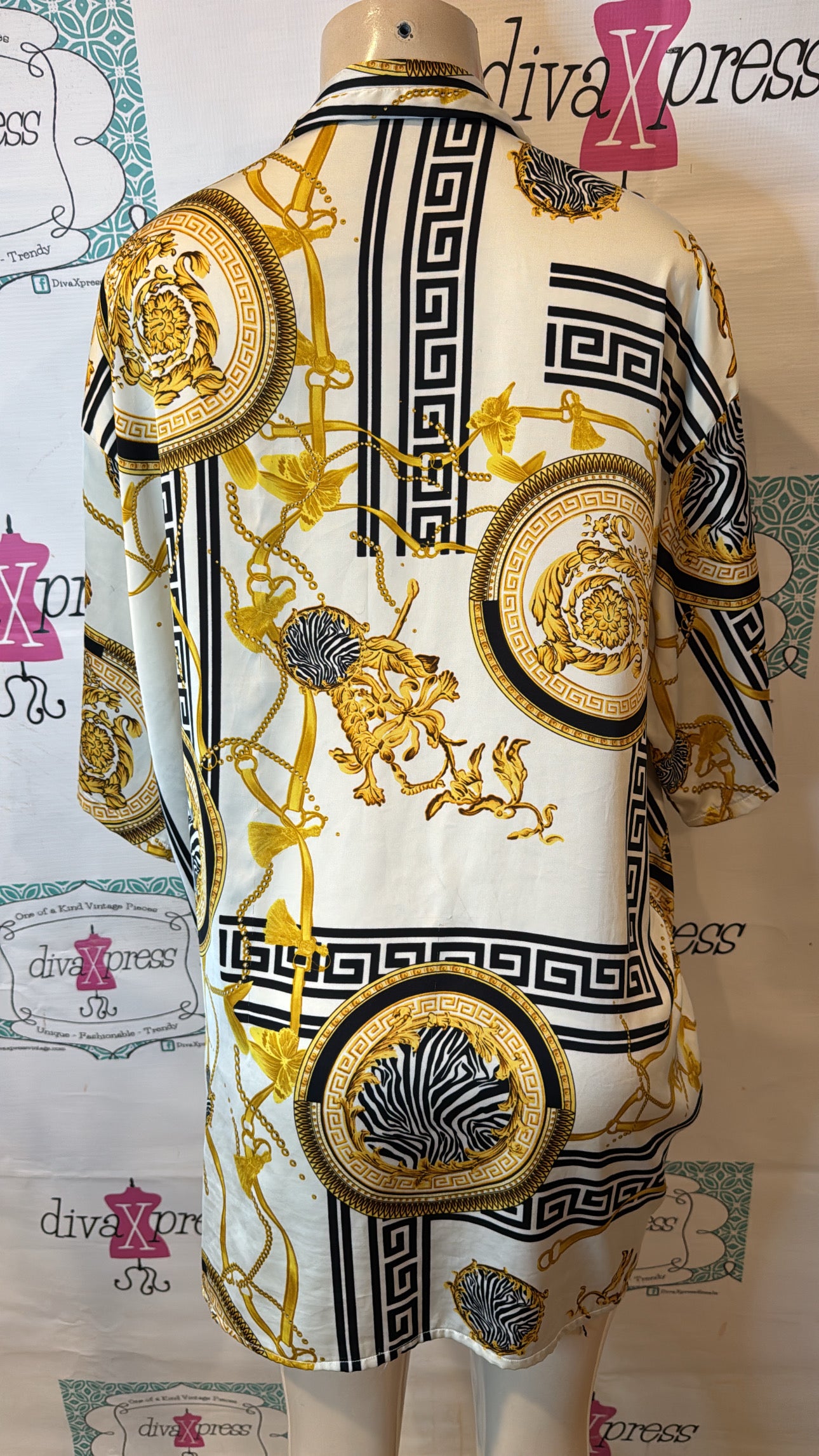 Vintage Silk Versace Style Blouse Size 2x