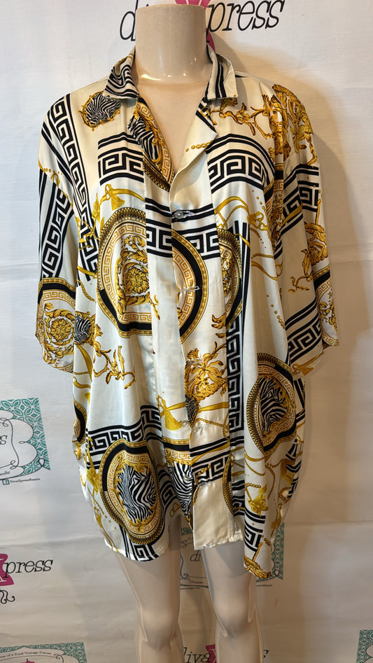 Vintage Silk Versace Style Blouse Size 2x