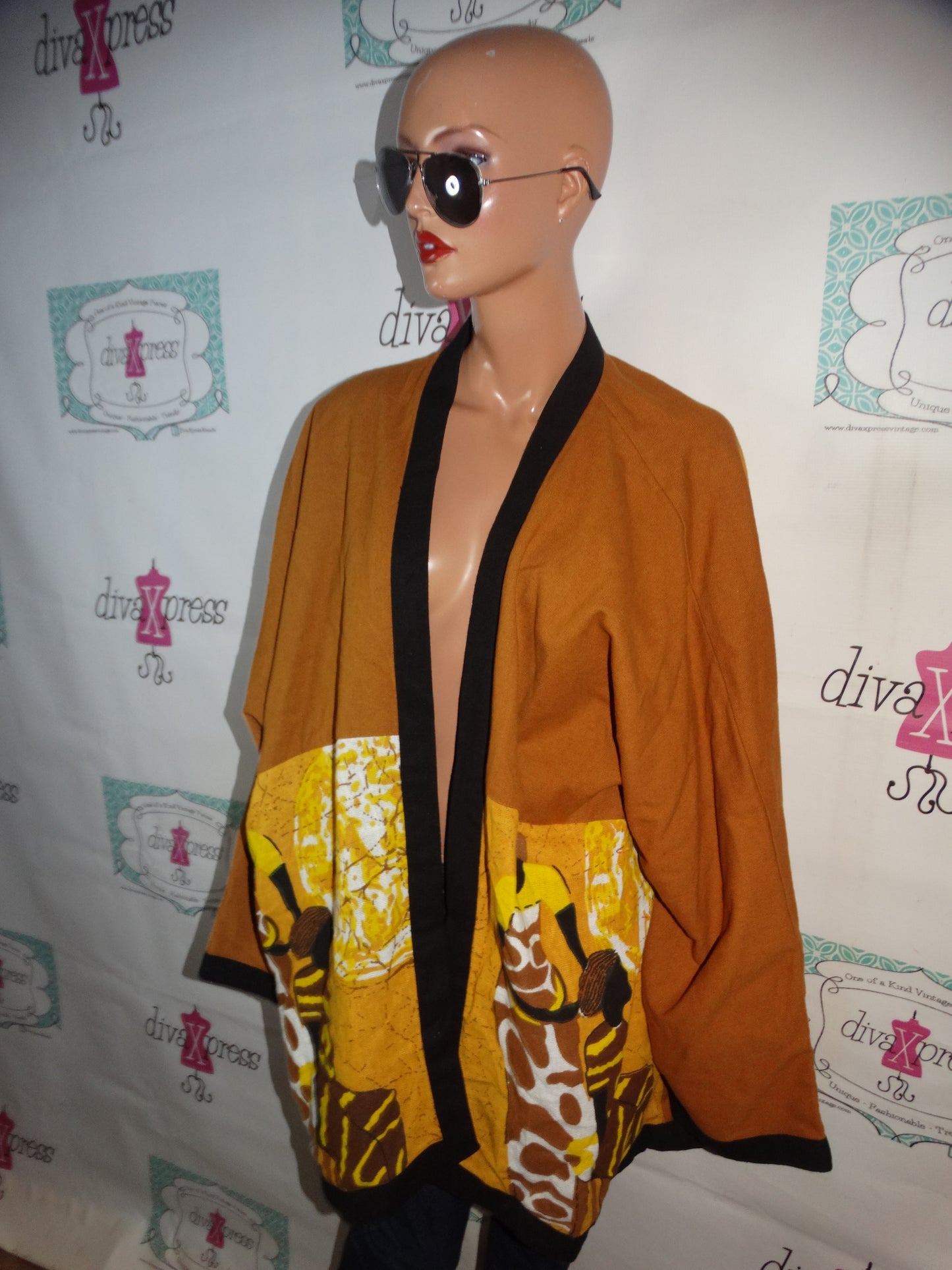 Vintage Astro Brown Print Throw Coat Size 3x