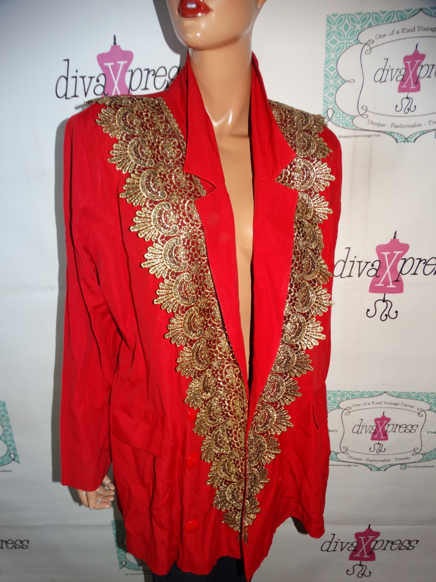 Vintage Dolce Red/Gold Blazer Size 1x