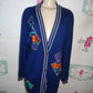 Vintage Qui Petites Blue Cardigan Sweater Size 1x