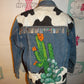 Vintage Fresco Custom Jean Cow Print Jacket Size XL