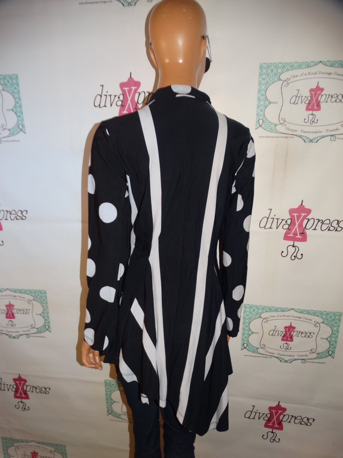 Vintage TeBlack kena Black and White Polka Dot Blazer Size S