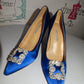 Blue Manolo Beaded Shoes Size 43 or size 10