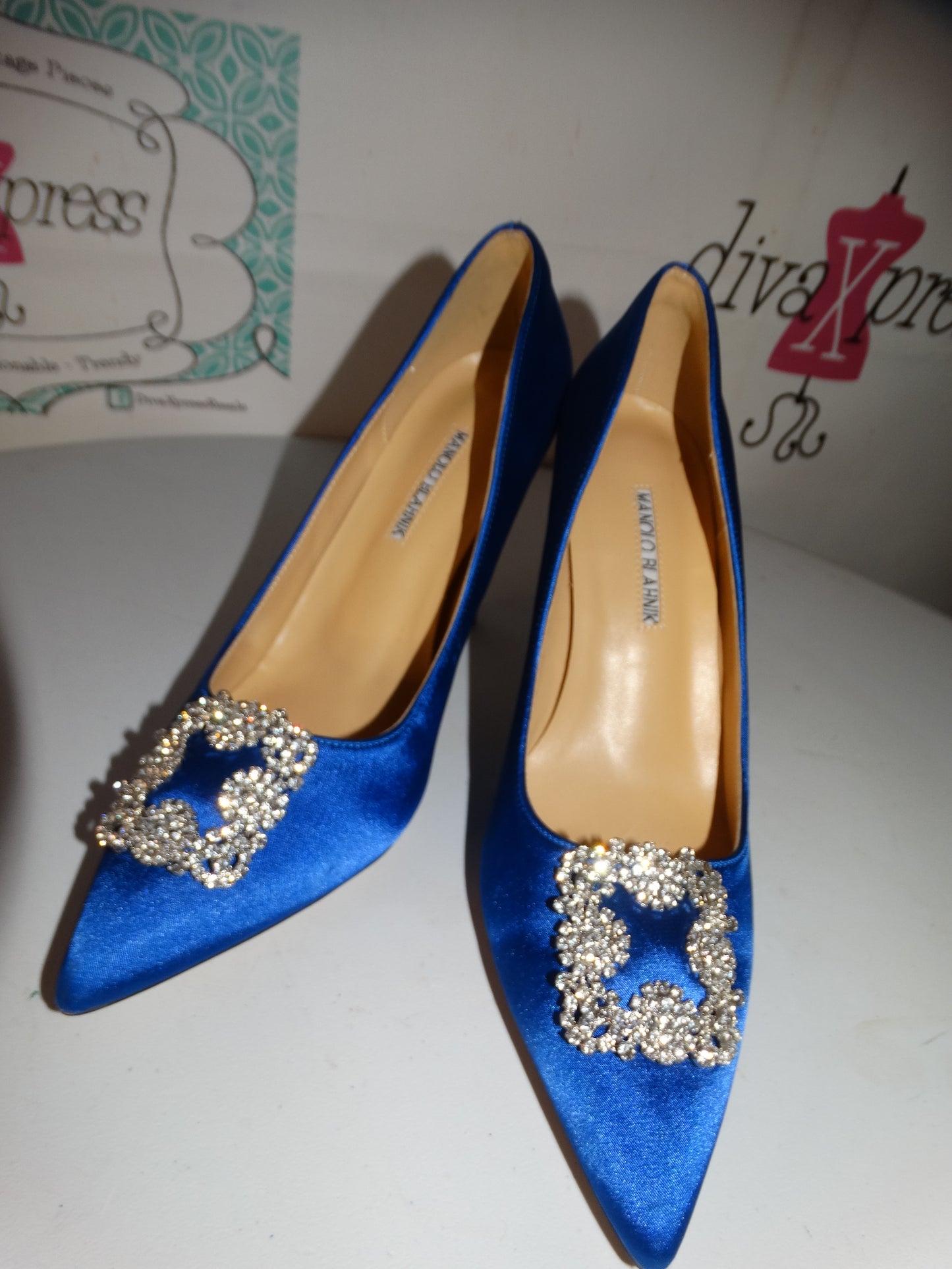 Blue Manolo Beaded Shoes Size 43 or size 10