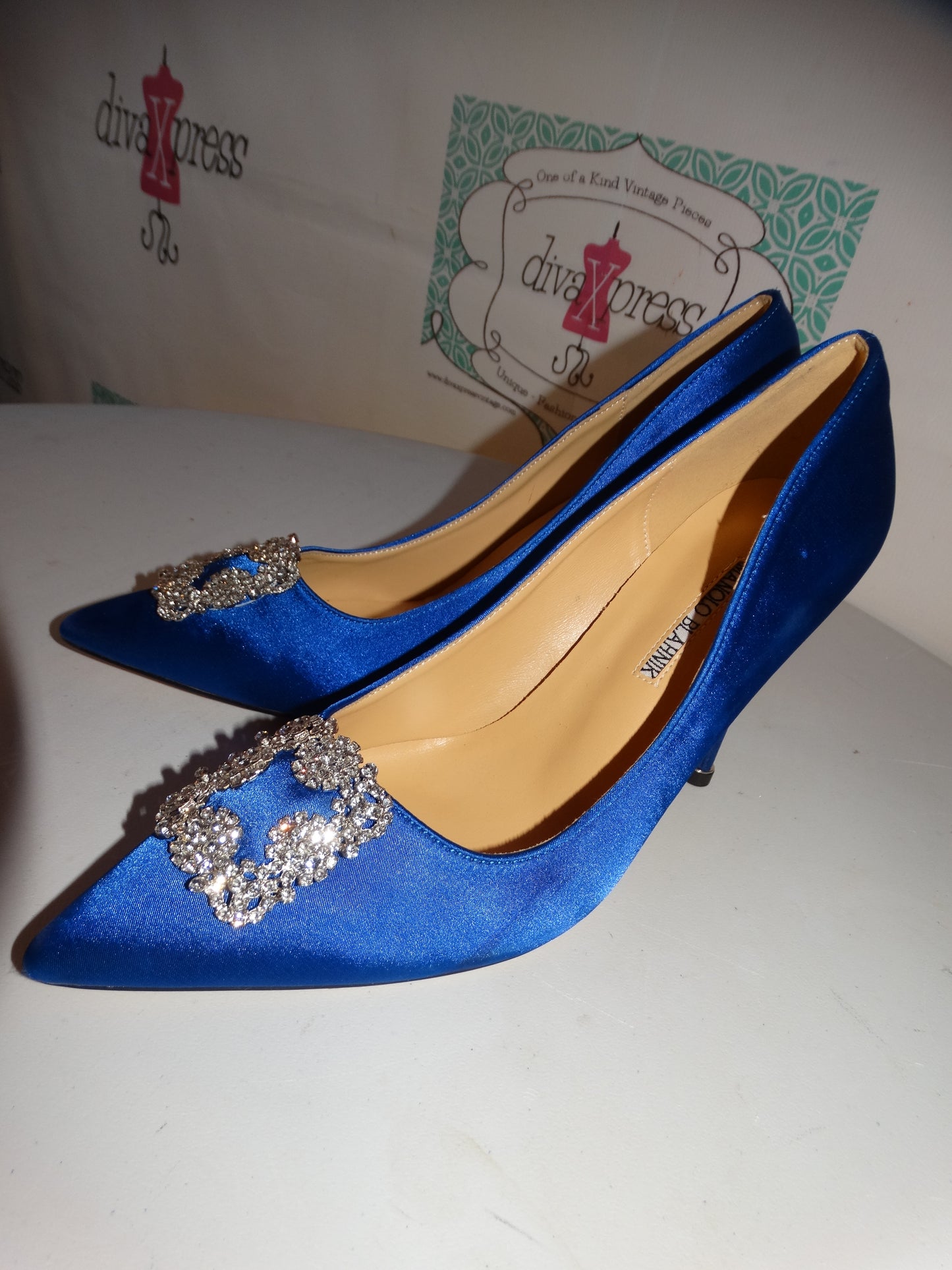 Blue Manolo Beaded Shoes Size 43 or size 10