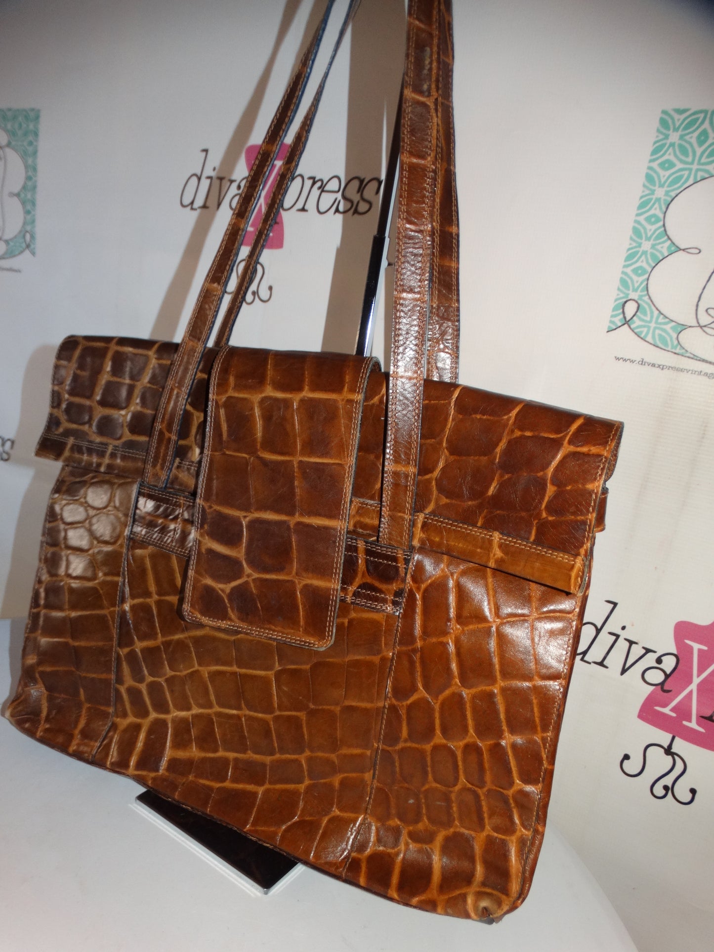 Vintage Harve Bernard Brown Leather Purse XXL