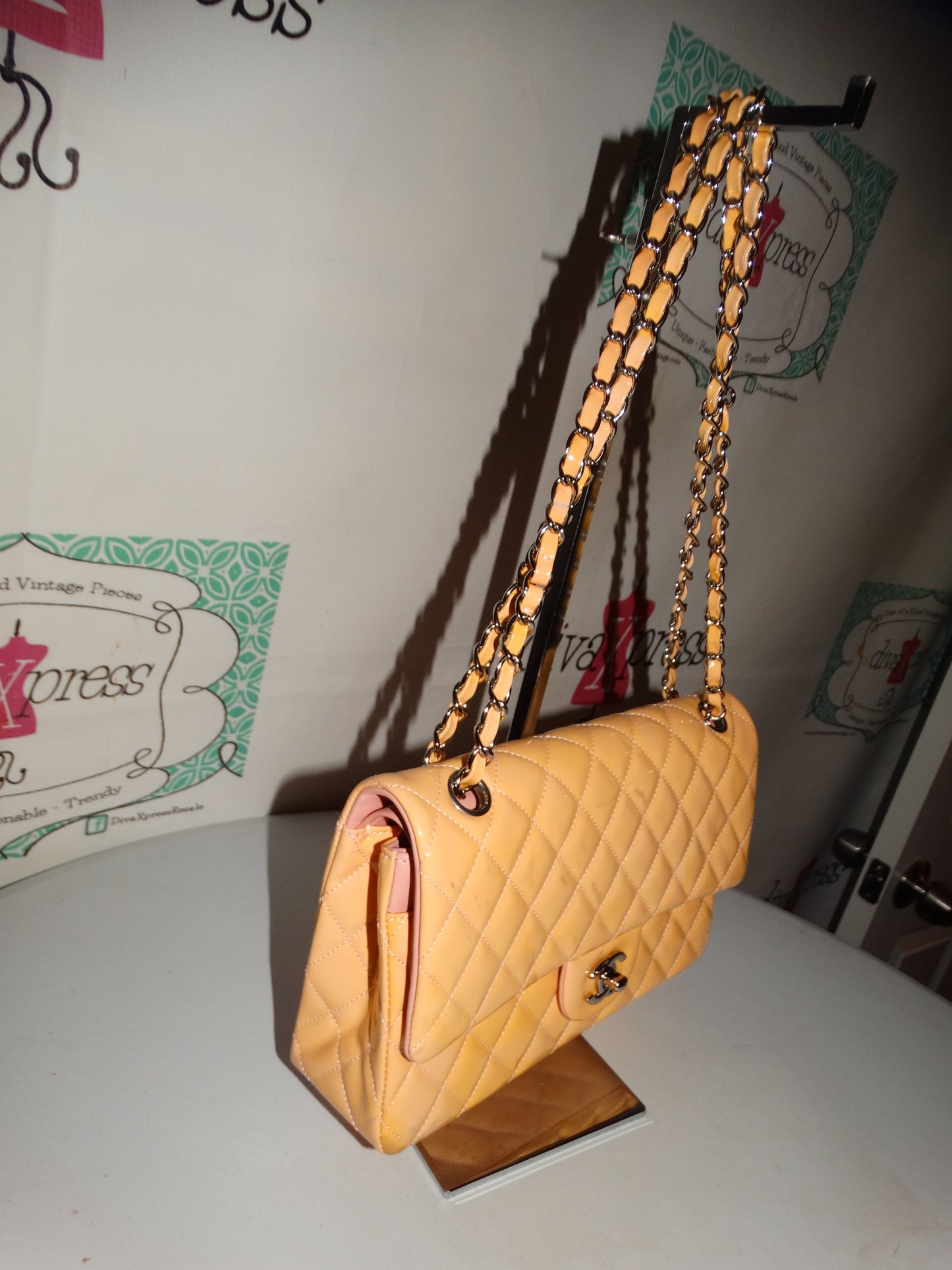 Patent Leather PEAch Leather CC Purse