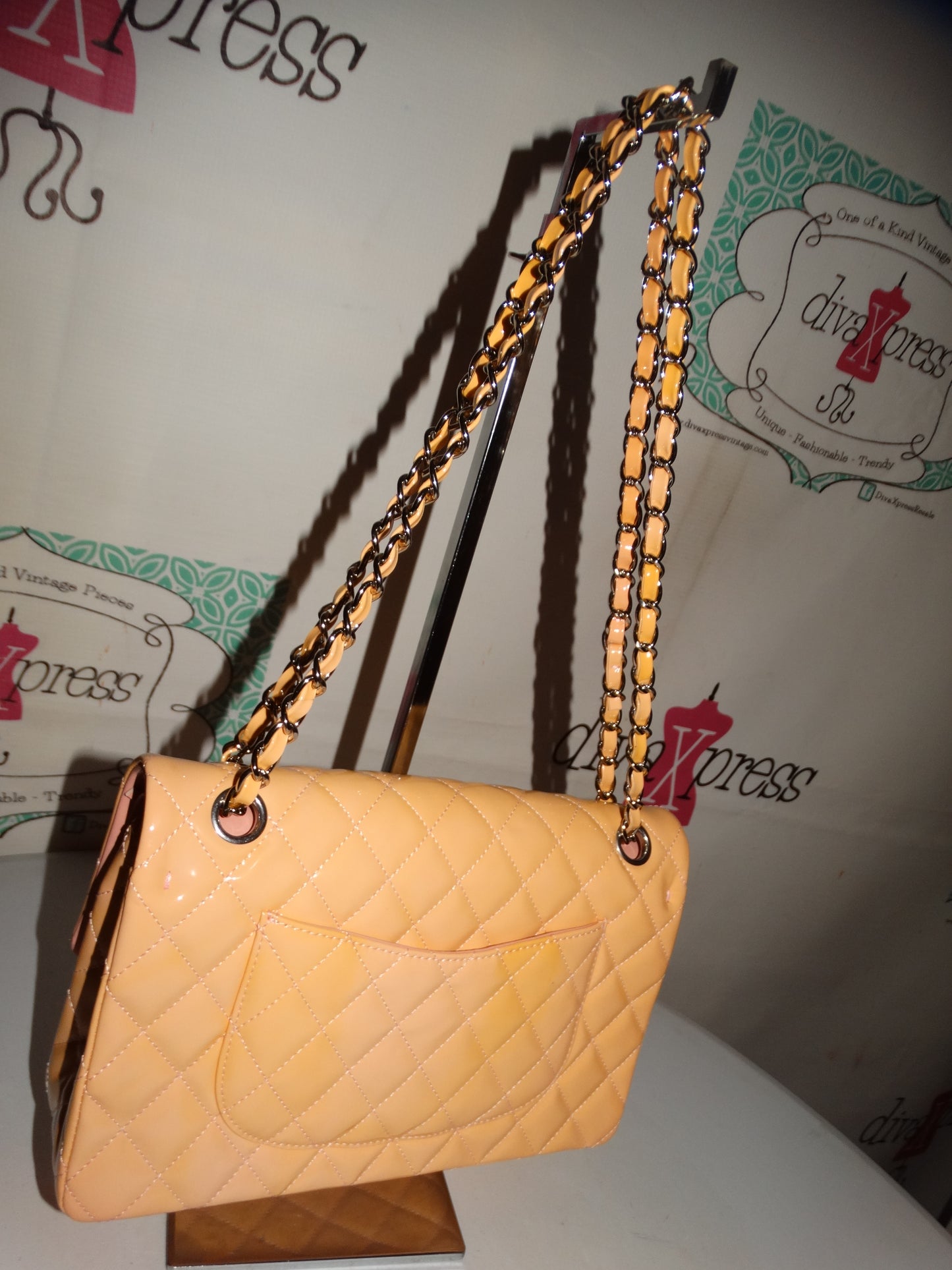 Patent Leather PEAch Leather CC Purse