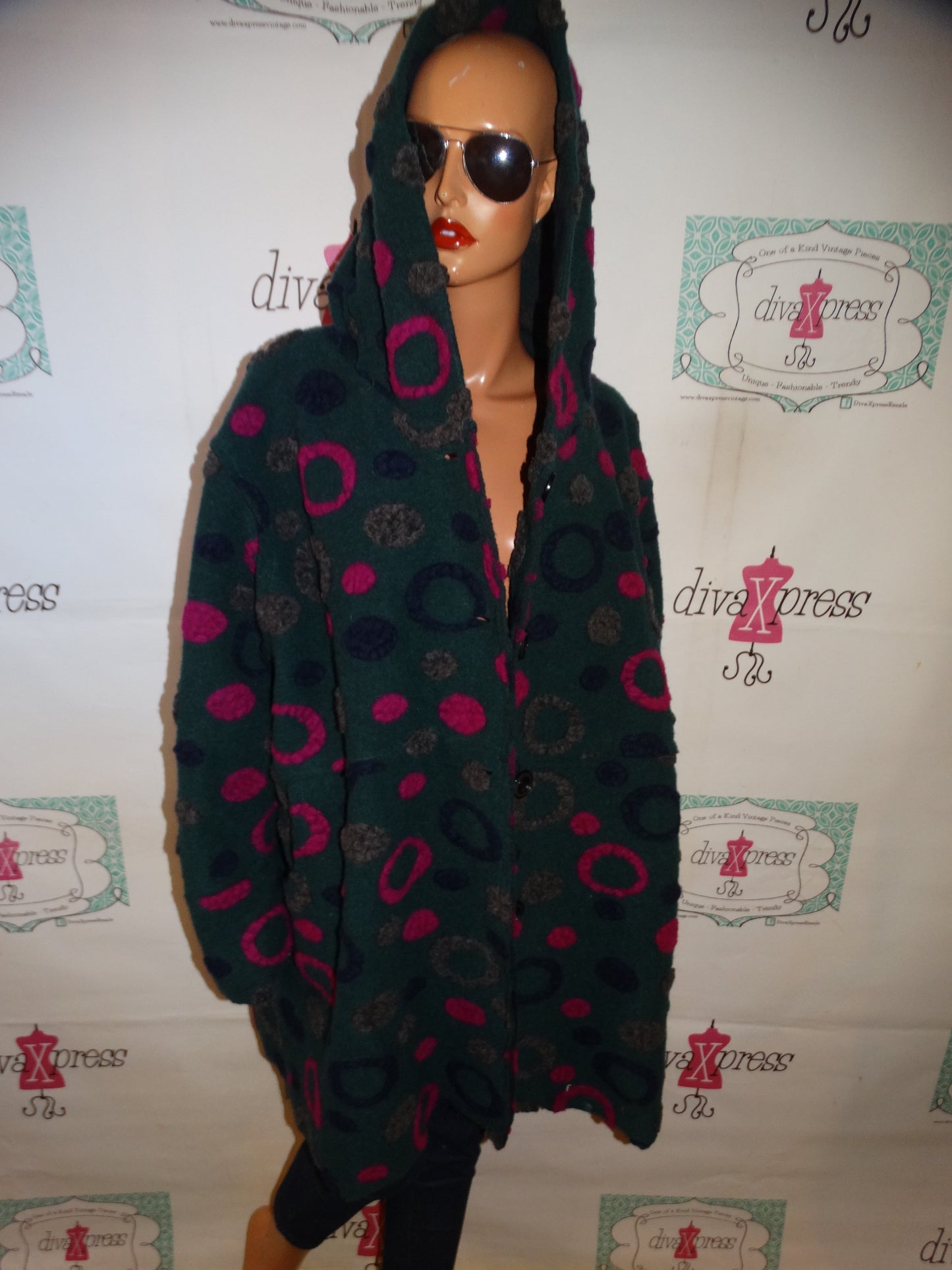 Vintage Indigo Thread Co Green/Pink Jacket ( made in Italy ) Size 2x/3x