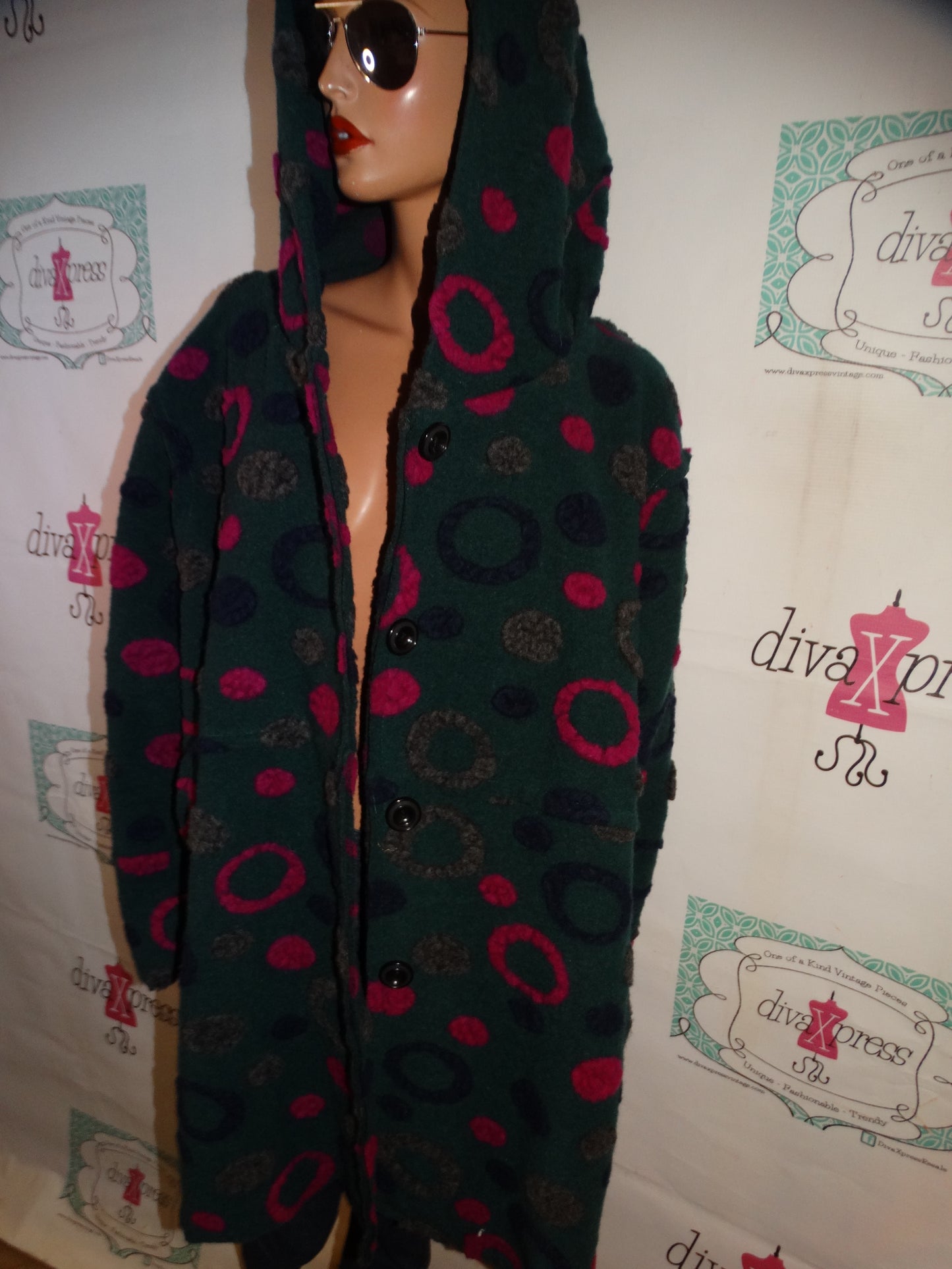 Vintage Indigo Thread Co Green/Pink Jacket ( made in Italy ) Size 2x/3x