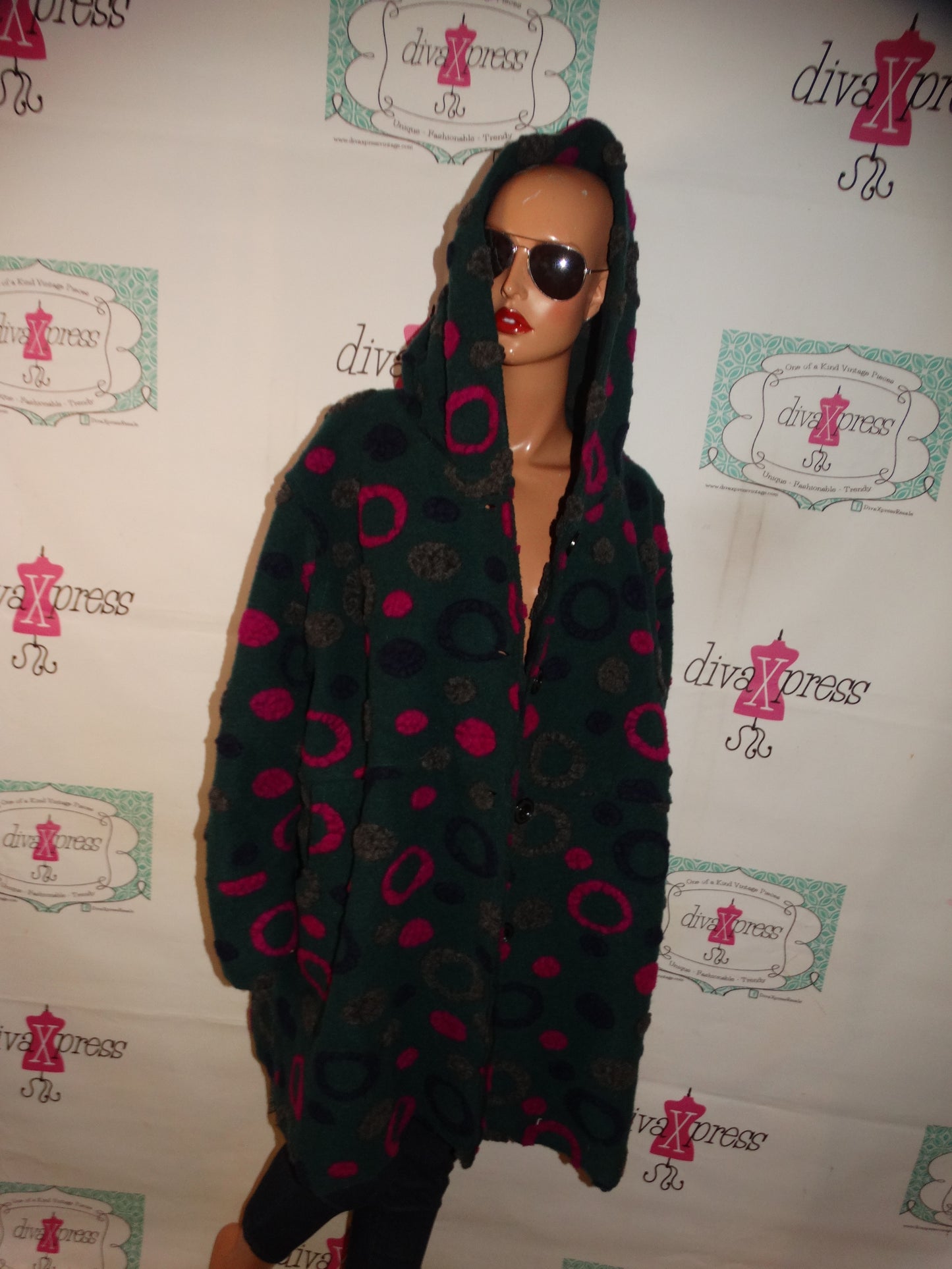 Vintage Indigo Thread Co Green/Pink Jacket ( made in Italy ) Size 2x/3x