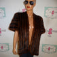 Vintage Authentic Mink Brown Vintage Shawl Size L-2x