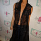 Vintage Black Sheer Long Duster Size XL
