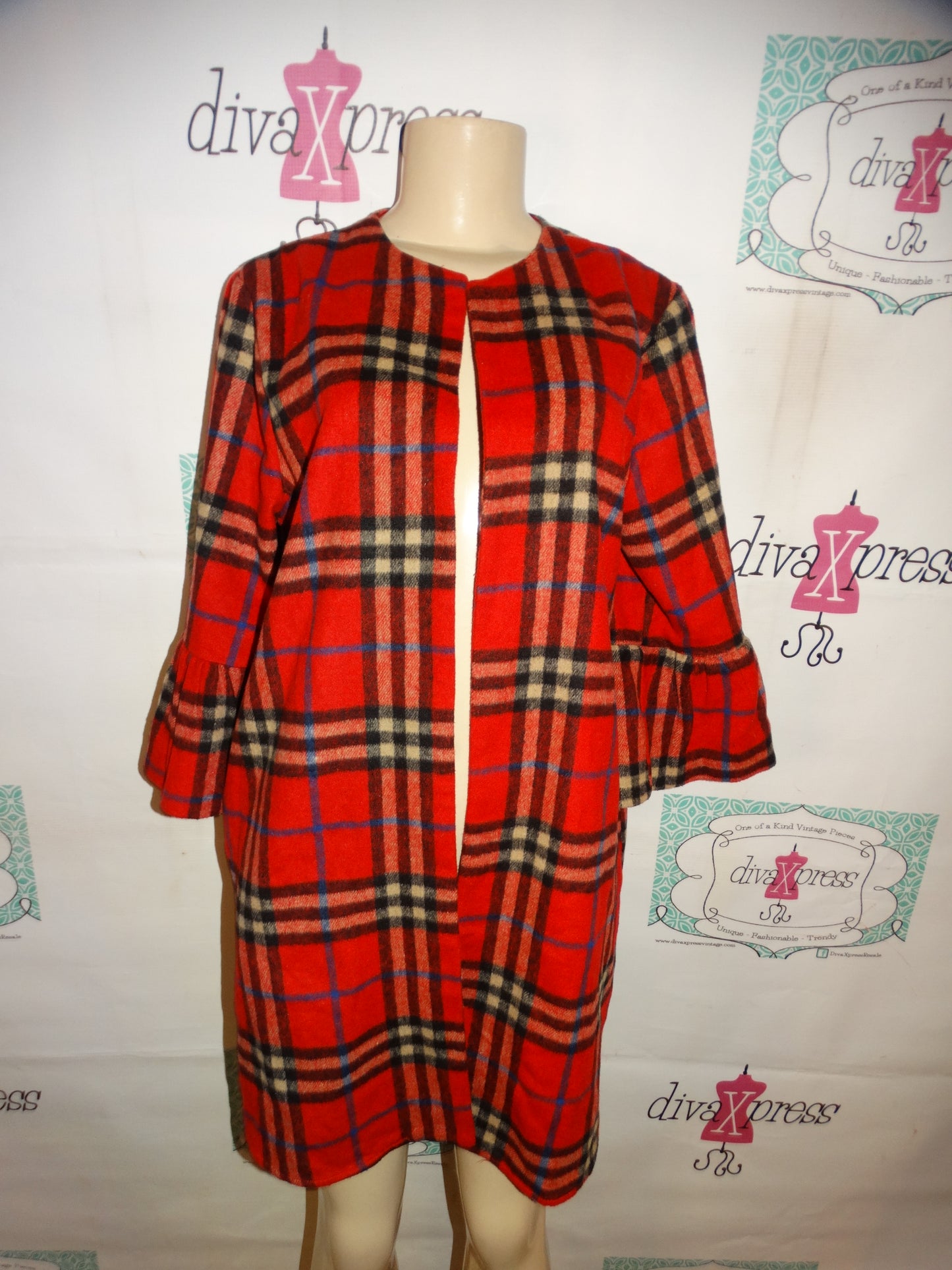 Red/black Plaid Wool Jacket/Throw Size S/M
