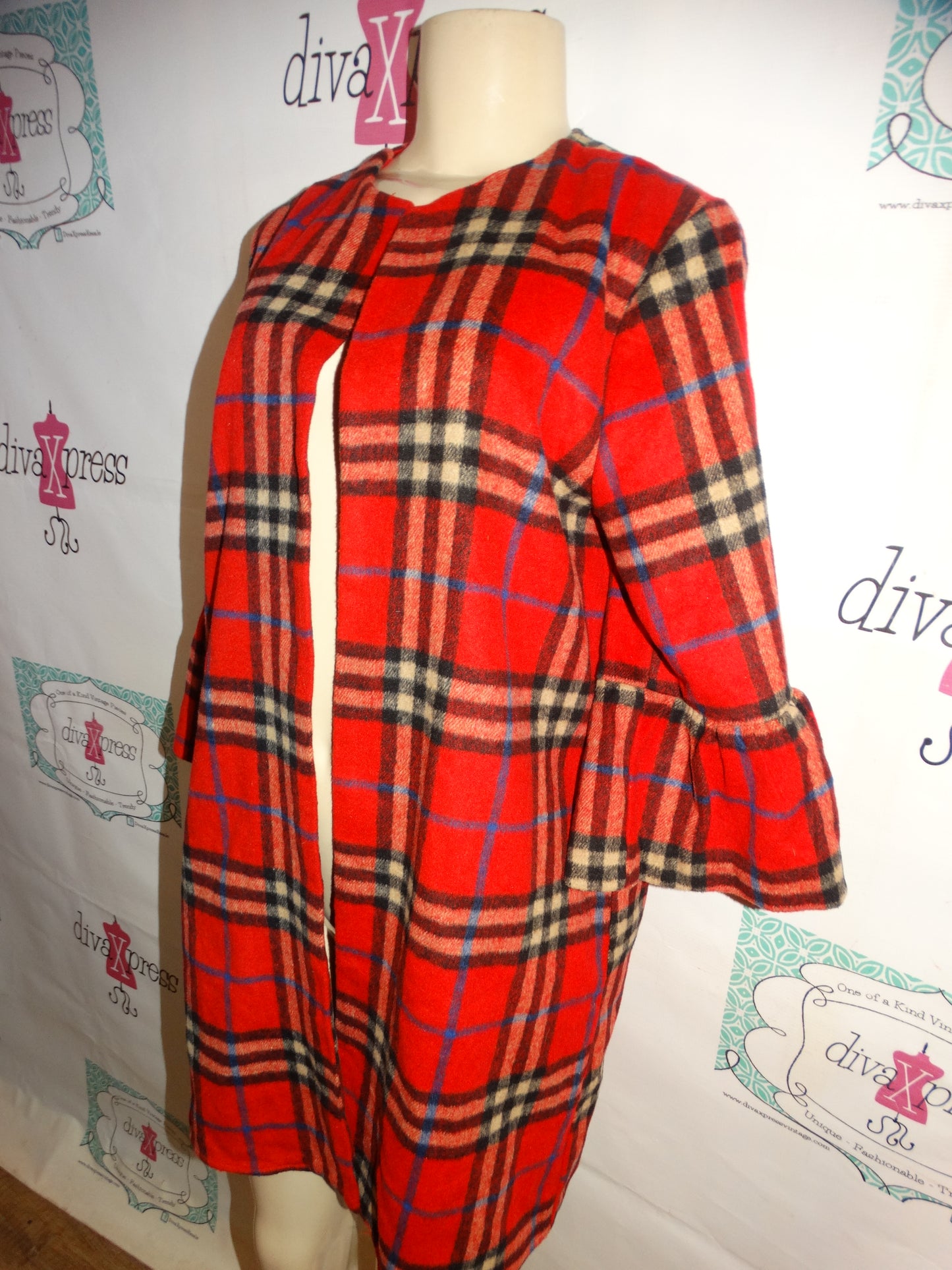 Red/black Plaid Wool Jacket/Throw Size S/M