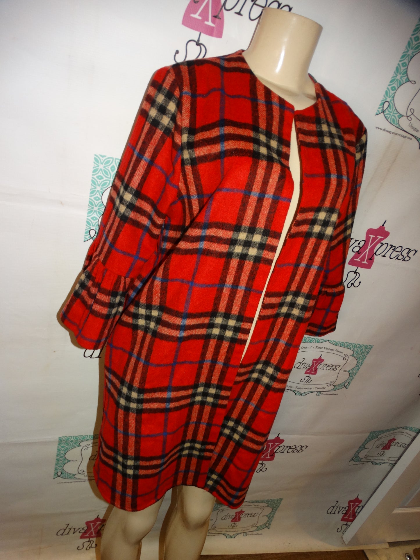 Red/black Plaid Wool Jacket/Throw Size S/M