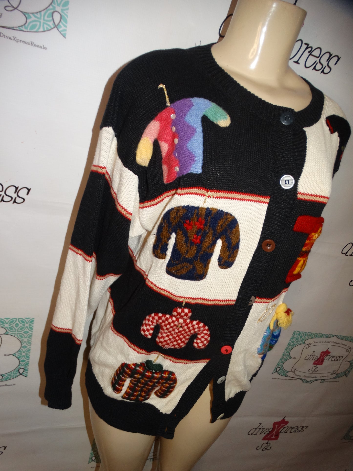 Vintage Susan Bristol Black/White Sweater Size L