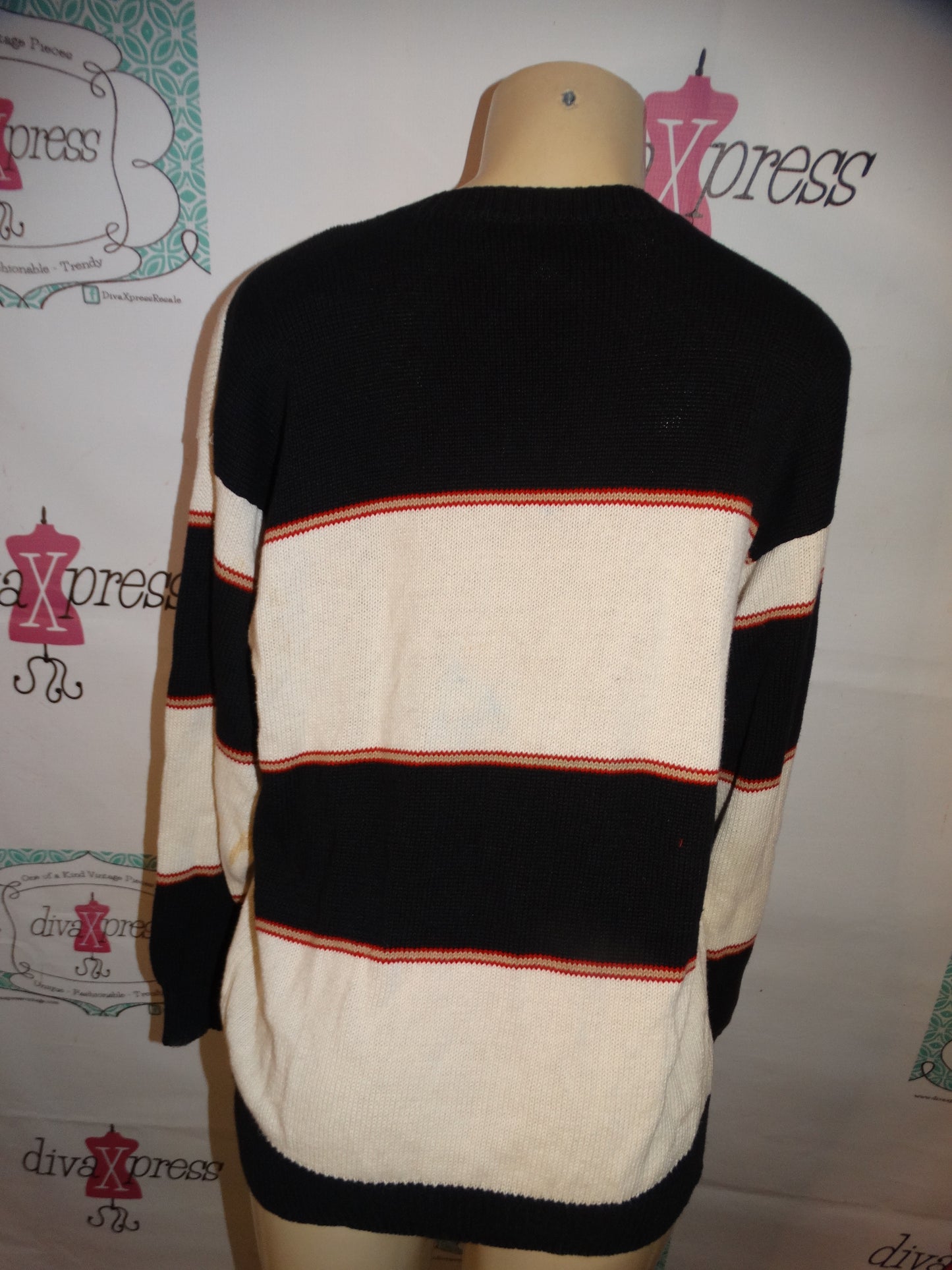 Vintage Susan Bristol Black/White Sweater Size L