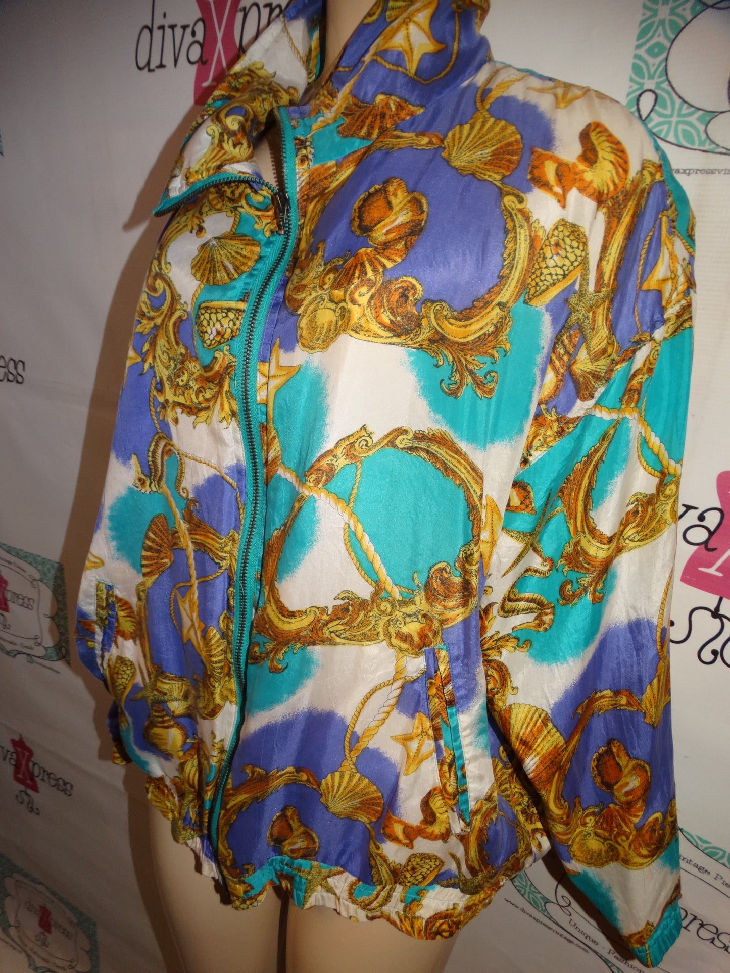 Vintage Outbreak Silk Bomber Jacket Size L