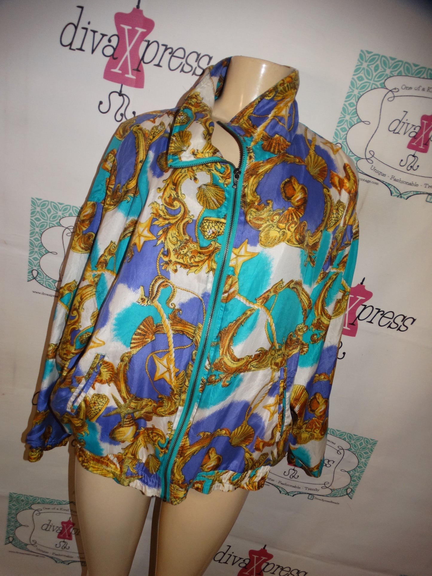 Vintage Outbreak Silk Bomber Jacket Size L